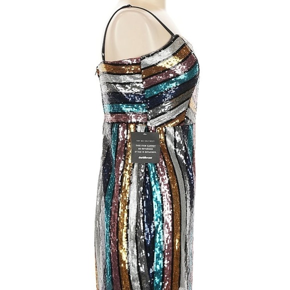 Charlotte Russe Silver Blue Sequin Bodycon Midi Dress - Picture 3 of 7